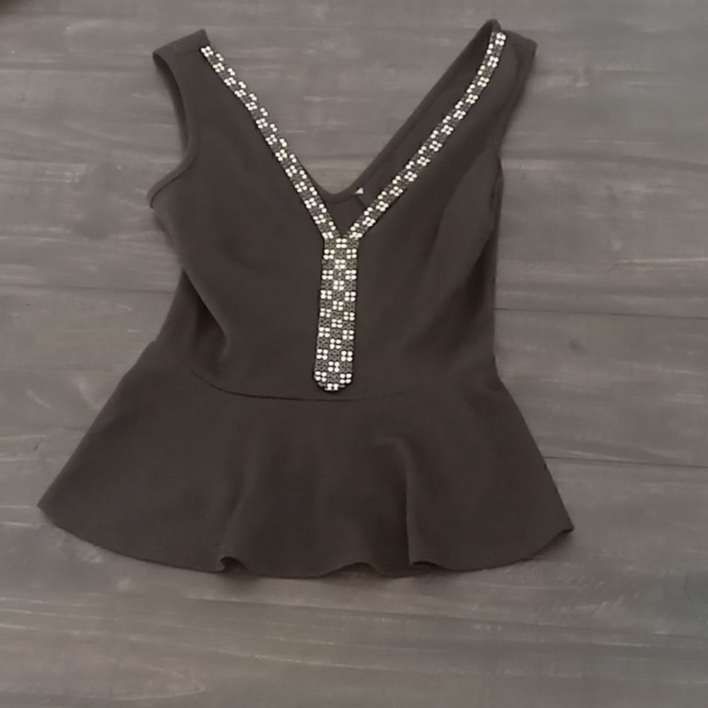 Black flare top with rhinestones detail size small